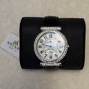 Adee Kaye Florence AK8685-MBK Watch—Black Genuine Leather Band with Buckle